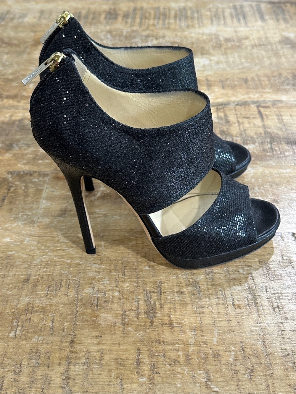 Jimmy Choo Black Open-Toe High Heel Sandals